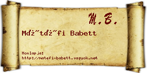 Mátéfi Babett névjegykártya